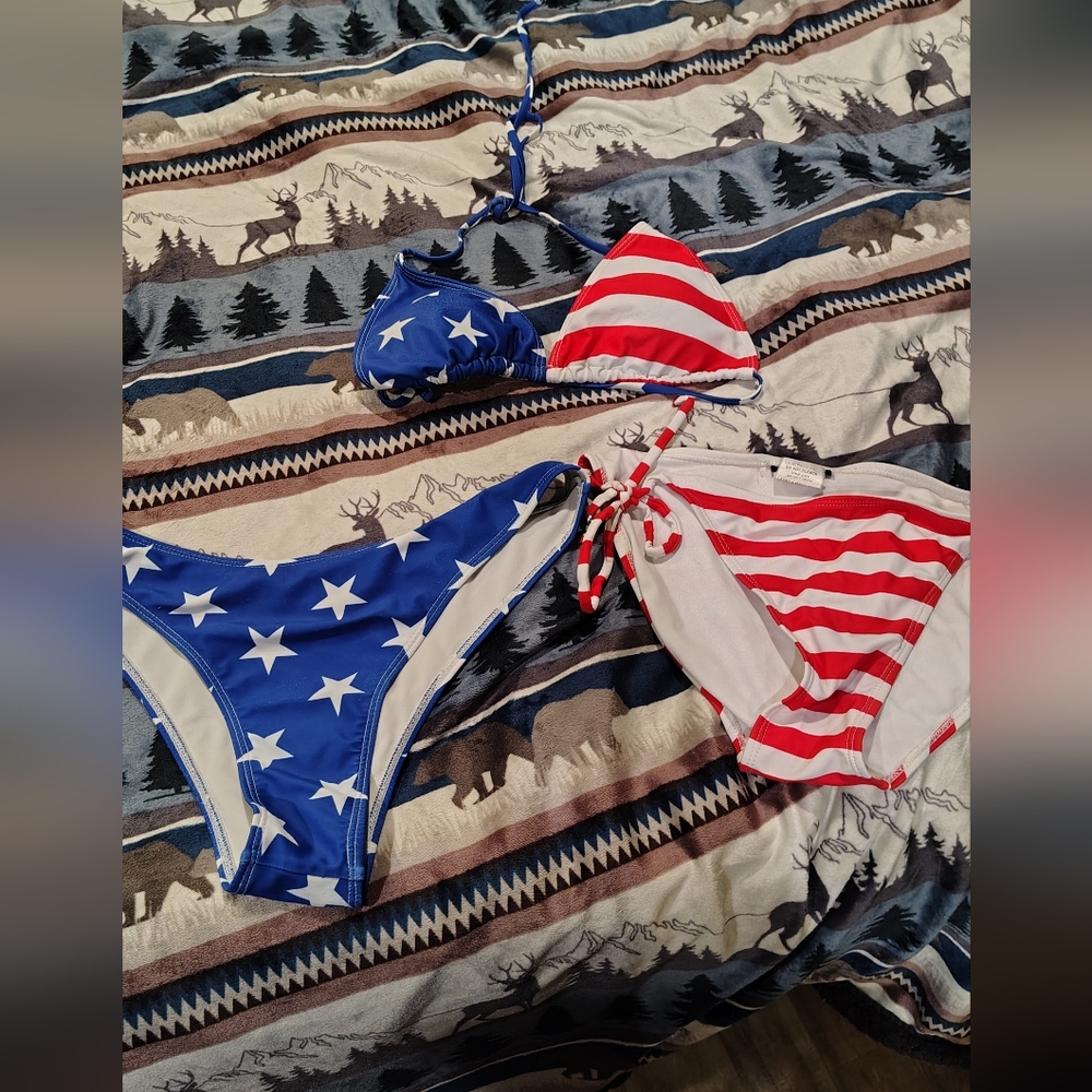 Patriotic Star and Stripe Bikini Set